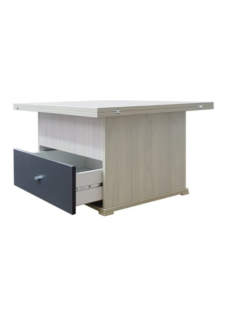Masuta cafea extensibila Locarno, cu sertar , Champagne /decor antracit , 900 x 700 x 450 mm