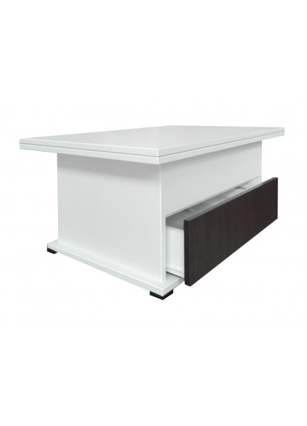 Masuta cafea extensibila Locarno, cu sertar ,   Alb / Negru, 900 x 700 x 470 mm