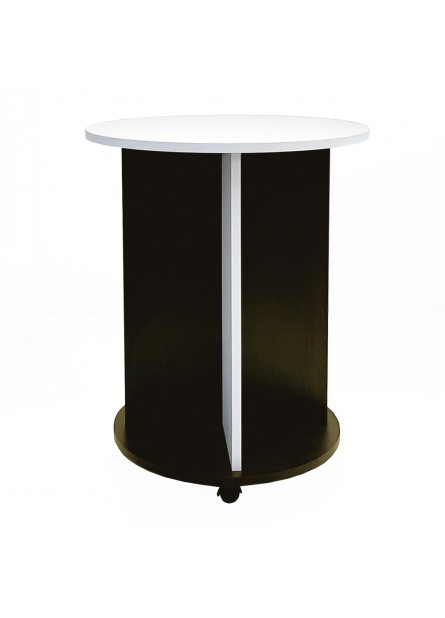 Masuta rotunda  Palma , pal alb striat / wenge, 610 / 500 x 720 mm