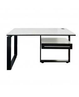 Birou office Perla  cu sertar, pal alb , cadru metalic  negru, 1360 x 690 x760 mm