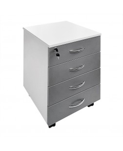 Rollbox  Office 4 sertare  cu yala inchidere centralizata,  pal  alb/ gri ,47 x 50 x 65 cm