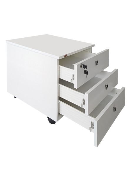 Rollbox CIP,  3 sertare, pal Alb,  inchidere centralizata ,  46 x 50 x  47 cm