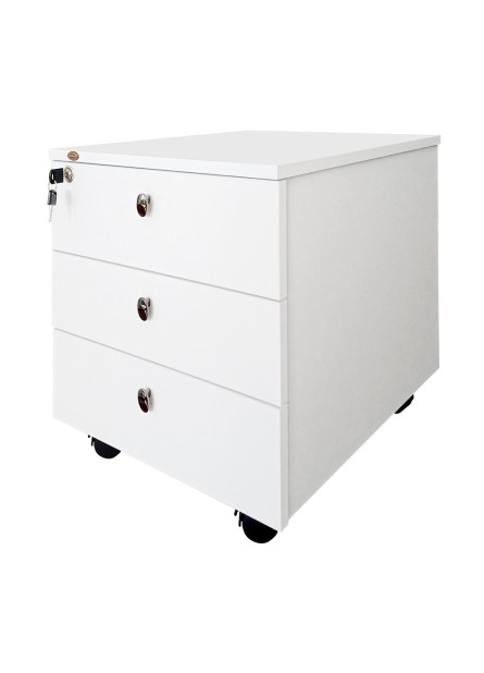 Rollbox CIP,  3 sertare, pal Alb,  inchidere centralizata ,  46 x 50 x  47 cm