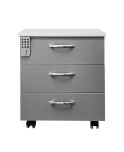 Rollbox  office 3 sertare  cu cifru electronic, pal  alb/ gri , 47 x 50 x 61 cm