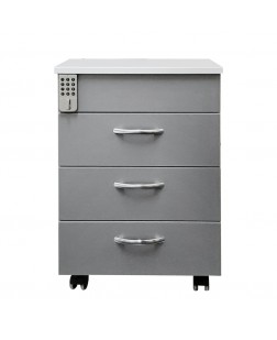 Rollbox  office 3 sertare  cu cifru electronic, pal  alb/ gri , 47 x 50 x 61 cm