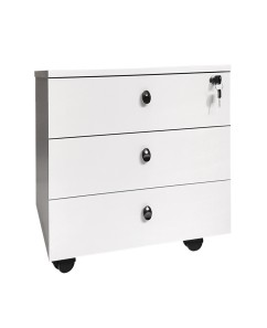 Rollbox CHEAPER  3 sertare, pal Alb,  inchidere centralizata , 43 x 46 x 49 cm